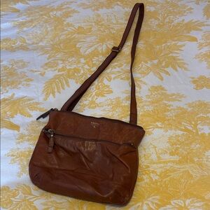 Fossil Tan Leather Crossbody Bag